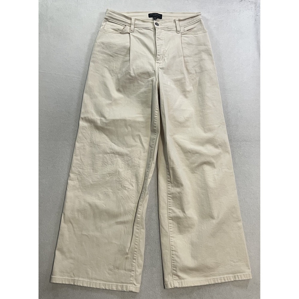 Banana Republic Relaxed Wide Leg Jeans Women's 29/8 Ivory Denim Pleated Boho